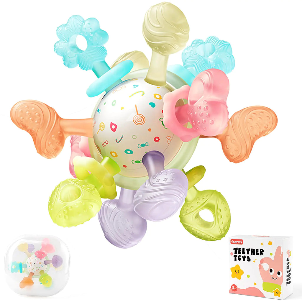 Baby Teething ToysFood Grade Teething Toys for BabiesBaby Montessori Sensory Toys for 0-6 6-12 MonthsGifts for 1-2 Year Boys Girls Newborn Infant Learning Developmental Toys